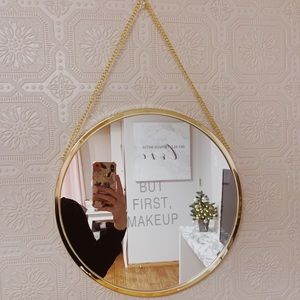 But First, Makeup Gold Hanging Circle Mirror